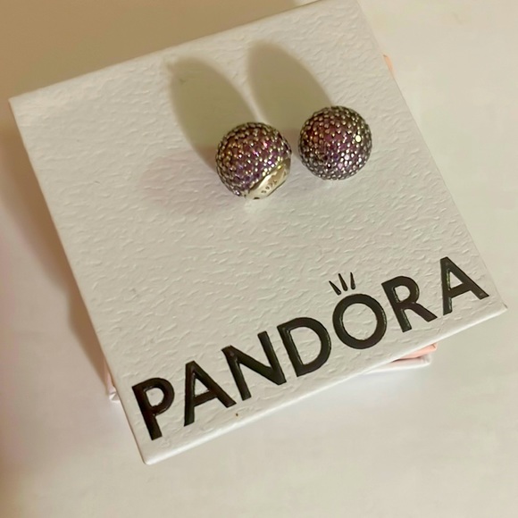 Pandora Open Bangle Purple CZ End Caps - Picture 1 of 2